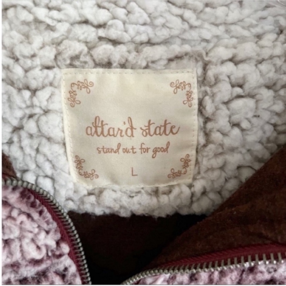 Altar'd State pullover burgundy red Sherpa quarter zip - Picture 4 of 7